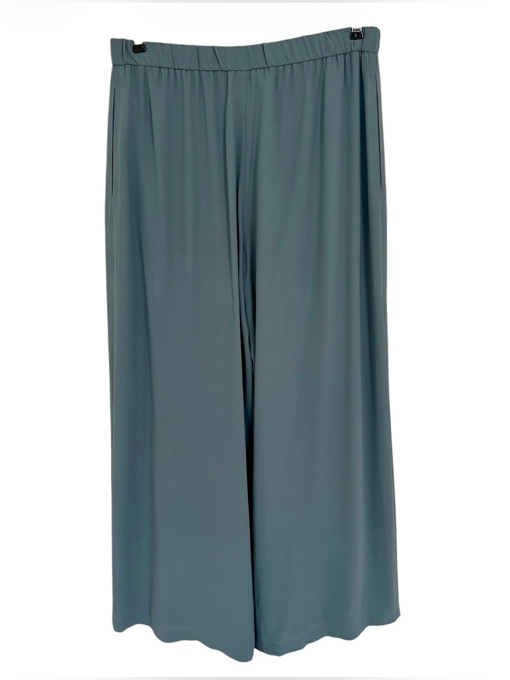 Eileen Fisher 100% Silk Pants Teal Wide Leg Pull-On Size Small